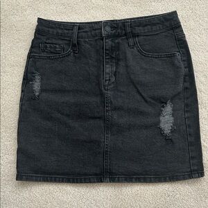 Mossimo Distressed Black Denim Skirt - Size 6